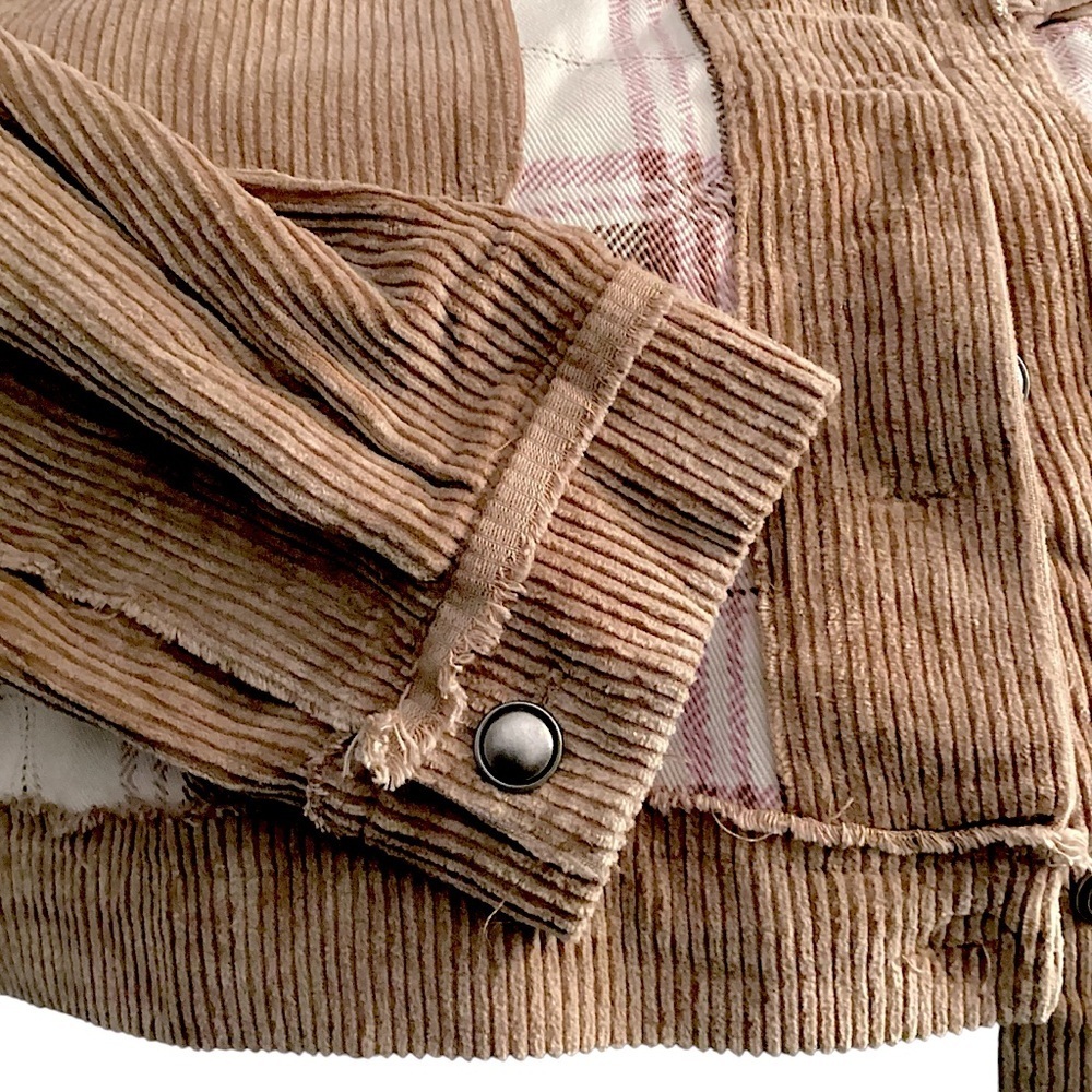 POL Corduroy Jacquard Patchwork Button Up Jacket Tan Multicolor Size S,M,L New - Picture 9 of 16